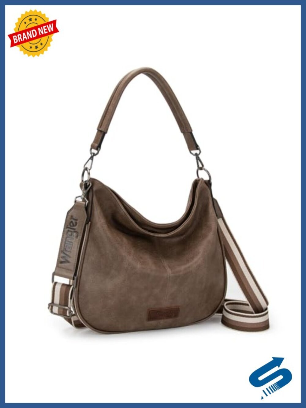 Vegan Leather Hobo Crossbody Bag with Adjustable Strap